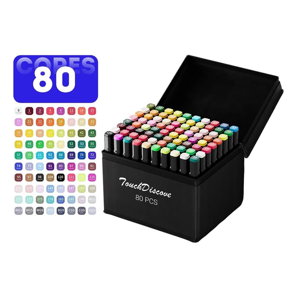 Kit 80 Cores Conjunto Canetas Marcador Canetinha Ponta Dupla