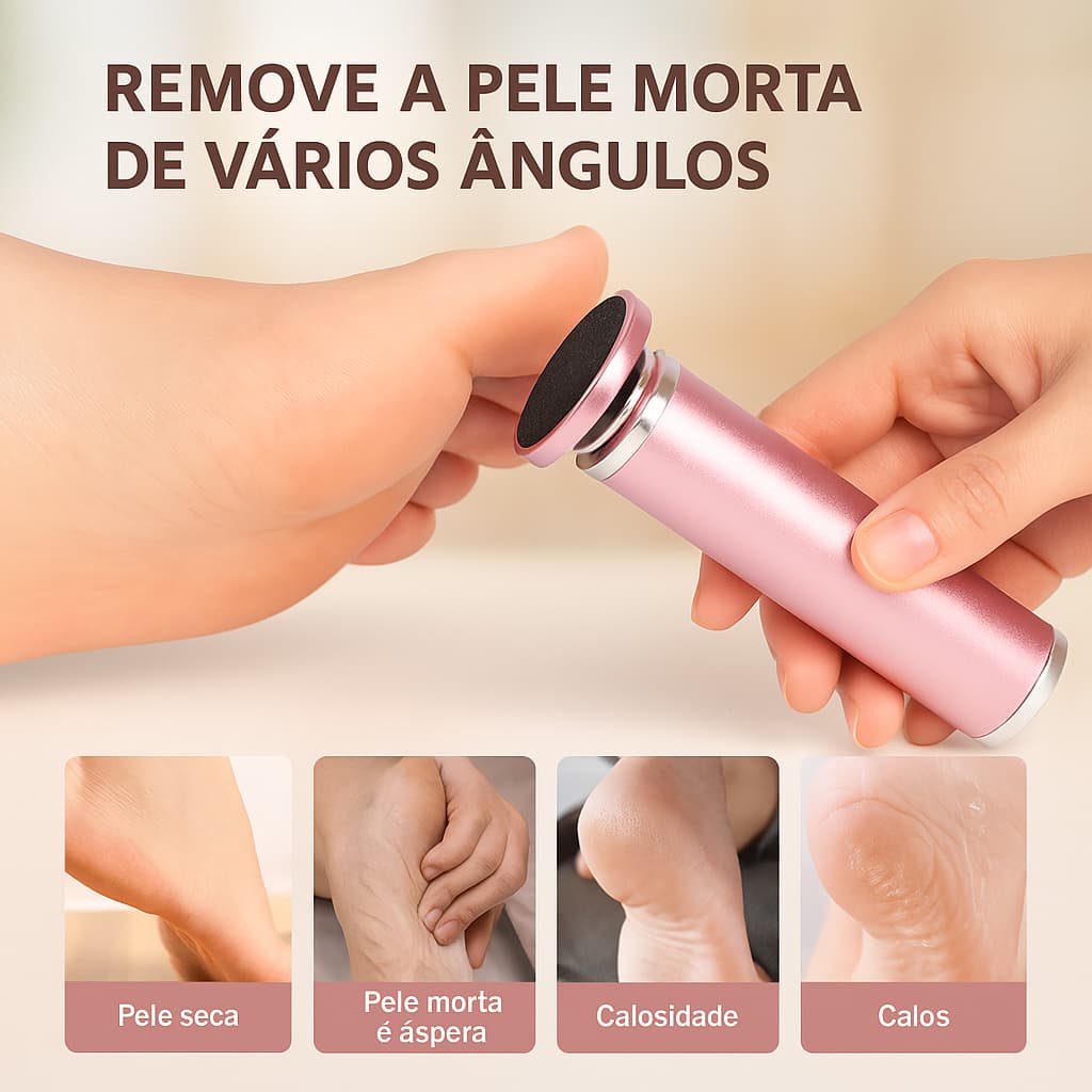 Esfoliador Elétrico para Pés Recarregável USB Lixa Pedicure Elimina Calos - Design Sortido