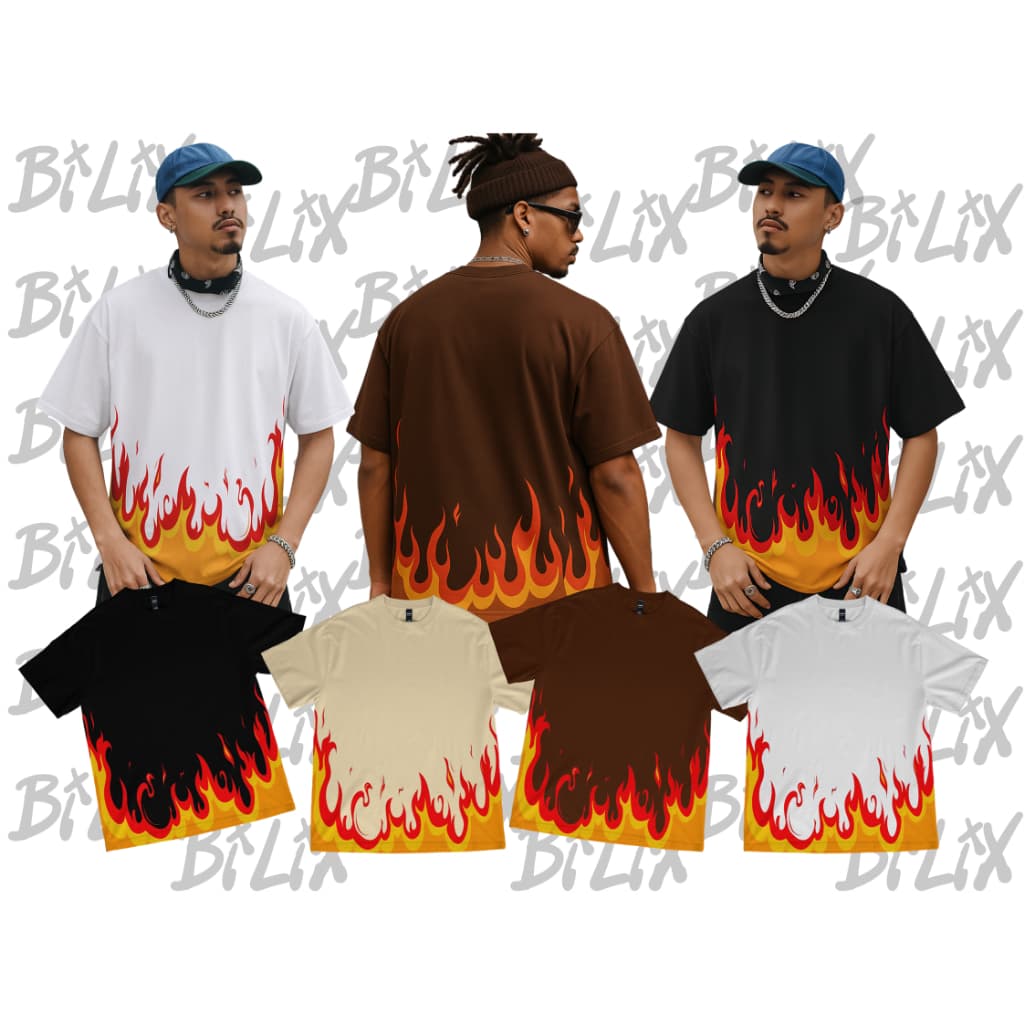Camiseta Oversized Streetwear Camisa Masculina 100% Algodão  Blx Flame