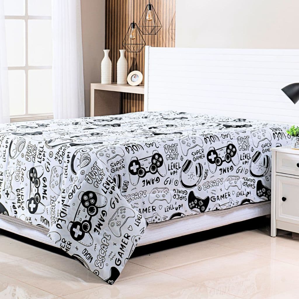Edredom Casal Grosso Dupla Face Avulso Estampa Game 1 Peça Quentinho Macio Decoração para Quarto
