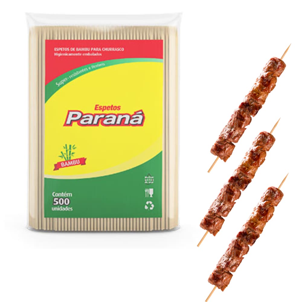 Palitos para Churrasco Espetos de Bambu 25 cm c/500 unid