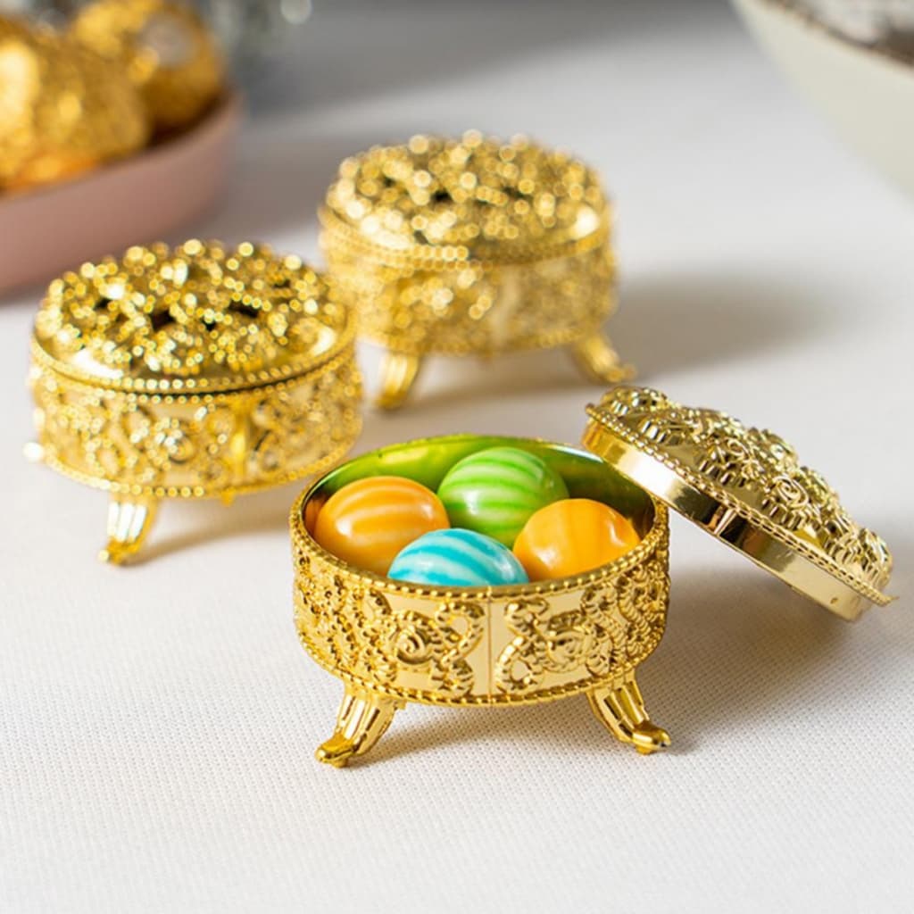Kit 12/24/36/48 OU 60 Lembrancinhas Porta Jóia Dourado Decoração Casamento  Porta Doces Festas