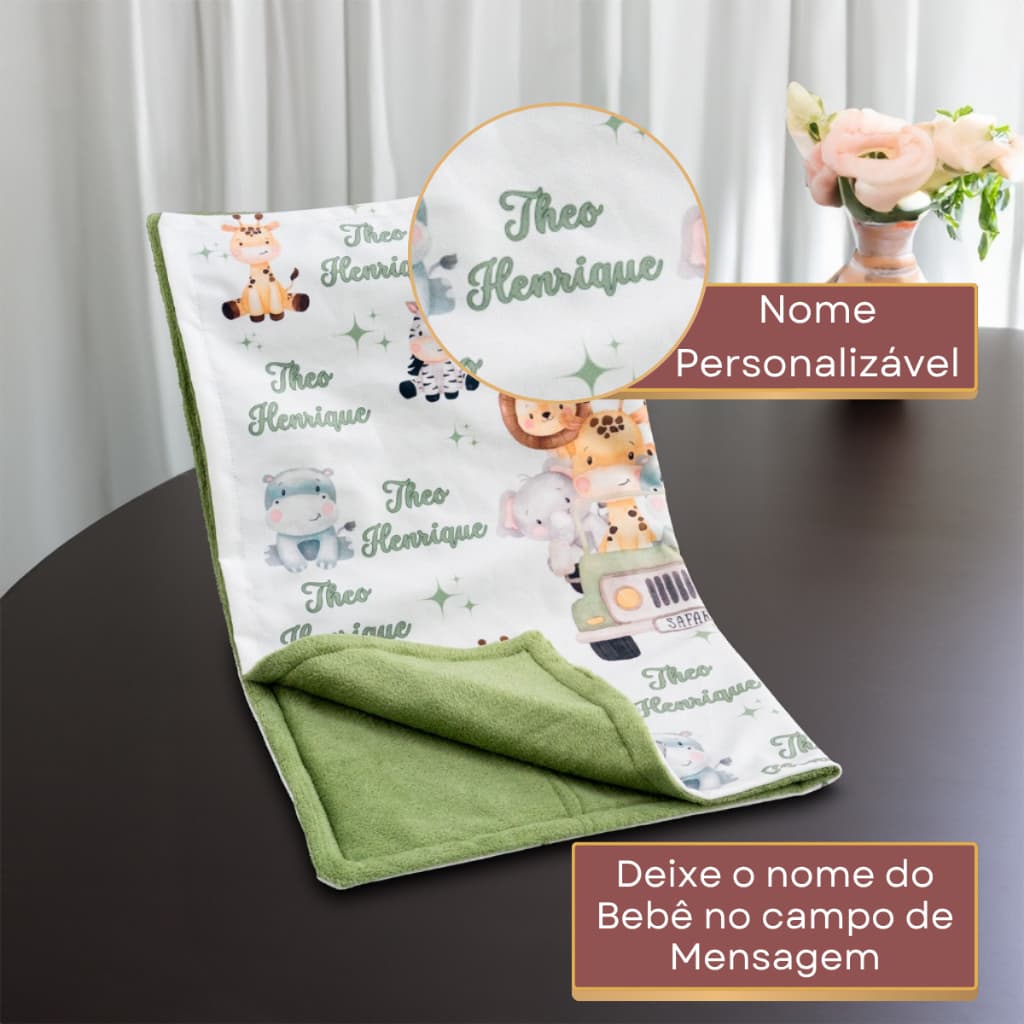 mantinha de bebe personalizada com nome e personagem Menina/Menino 70x80cm Manta Cobertinha Antialergica Infantil