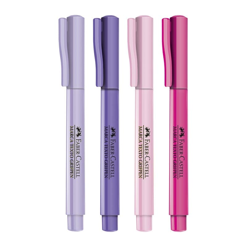 Kit 4 Marca Texto Faber Castell Grifpen Tons Pastel e Neon