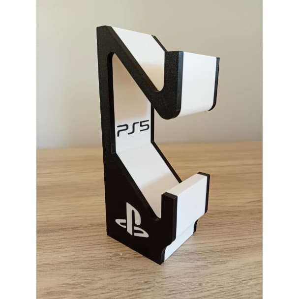 Suporte Duplo Para Controle Ps5-ps4 - Branco E Preto