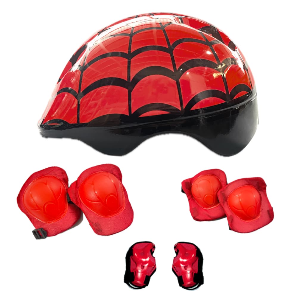 KIT CAPACETE INFANTIL /JOELHEIRA/COTOVELEIRA/BRACELETE VERM.