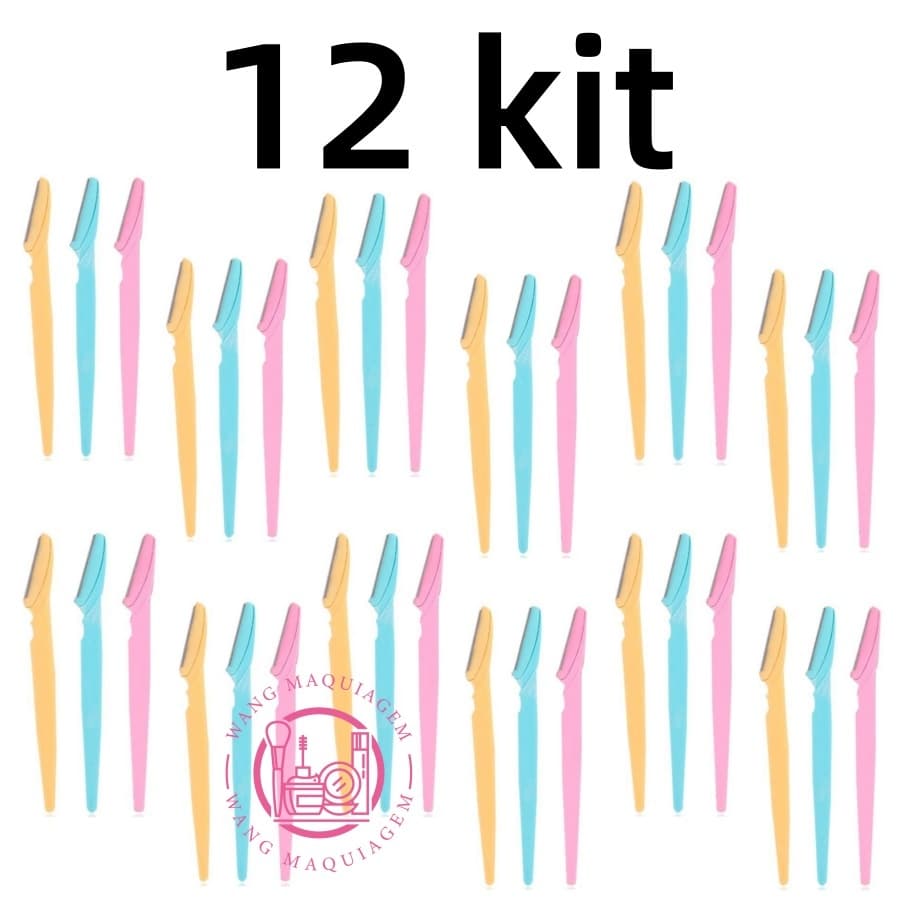 12 Kit Lâminas Navalha Sobrancelha e Rosto Depilação design