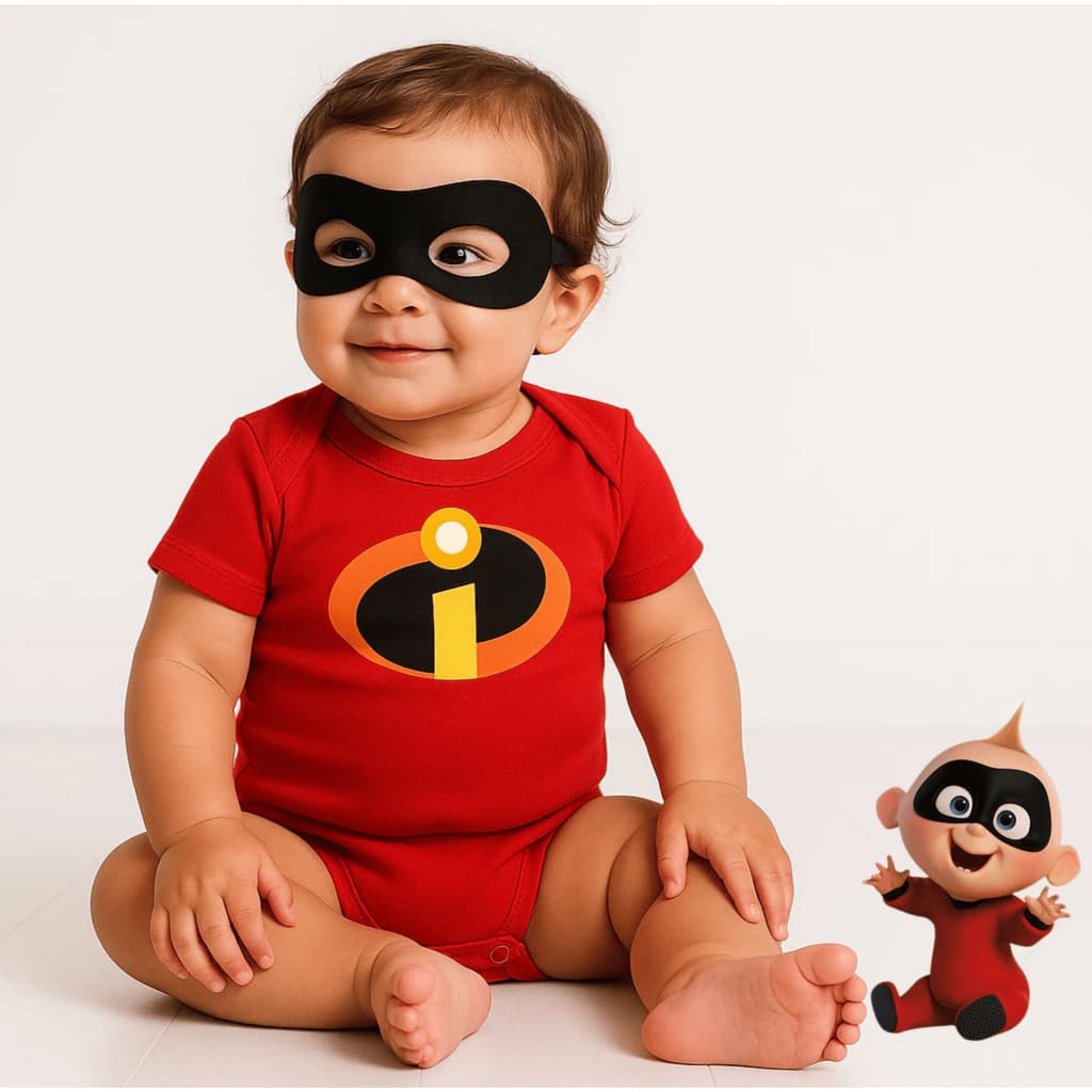 Body Bebê Infantil Mêsversário Temático Os Incríveis Para Menino E Menina - Algodão Super Confortável Promoção