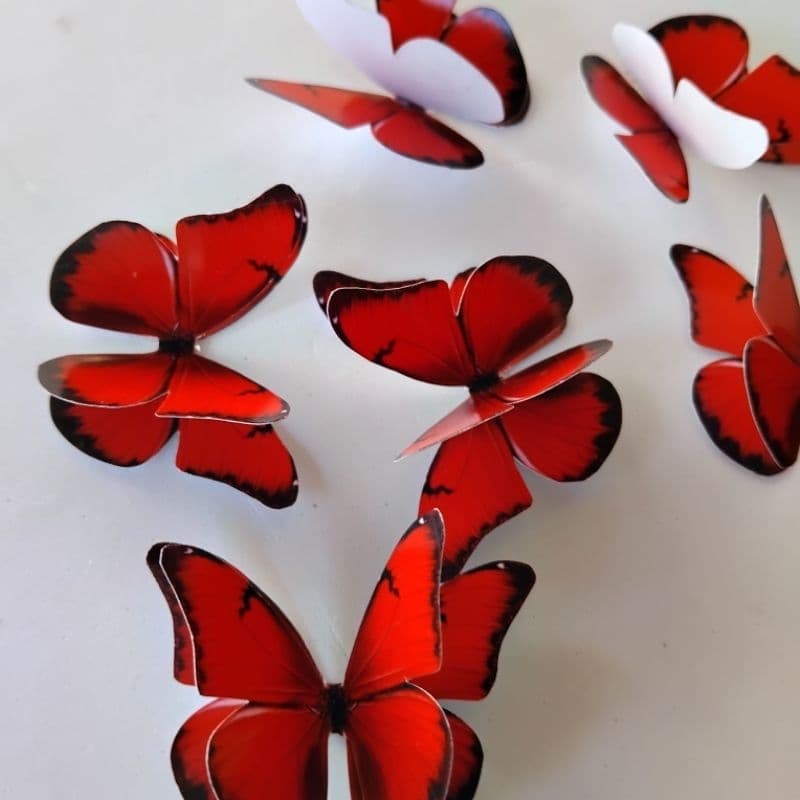 kit apliques borboletas vermelhas com 50 unidades / decoração para bolo / jardim encantado