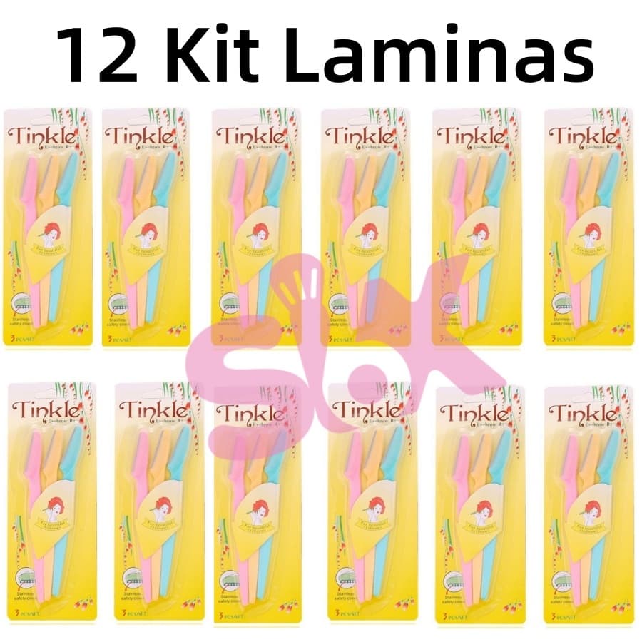12 Kit Lâminas Navalha Sobrancelha e Rosto Depilação Design