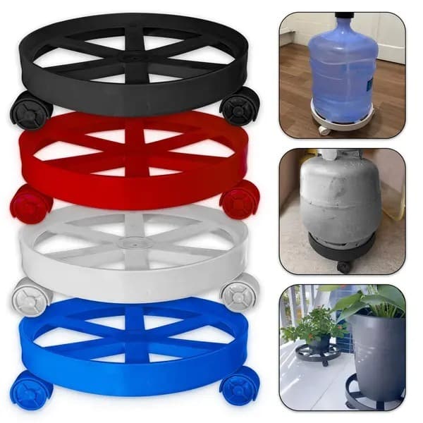 Suporte Base Apoio de Plástico Resistente Com Rodinhas até 55kg para Botijão de Gás Vasos de Plantas