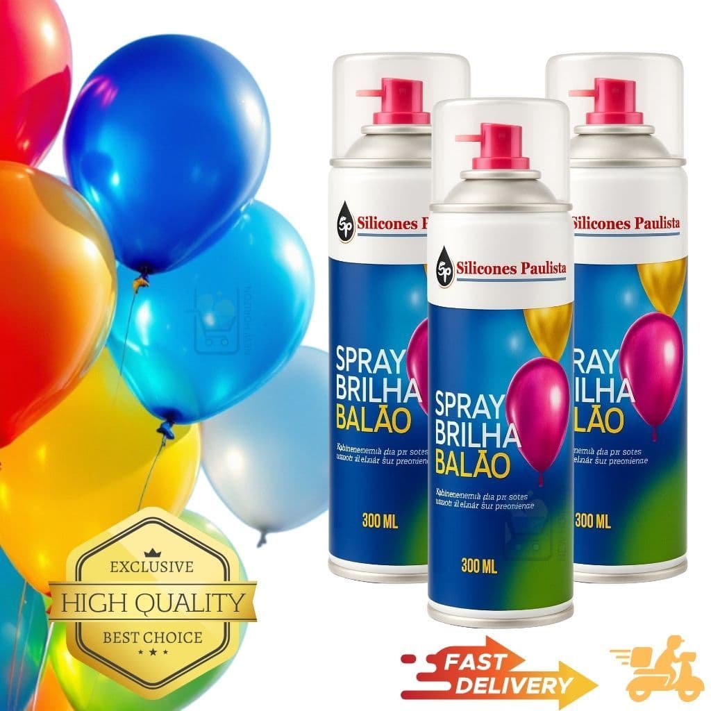 Kit 3 Spray Brilha Balão Renovar Bexiga Buffet Festa 300ml