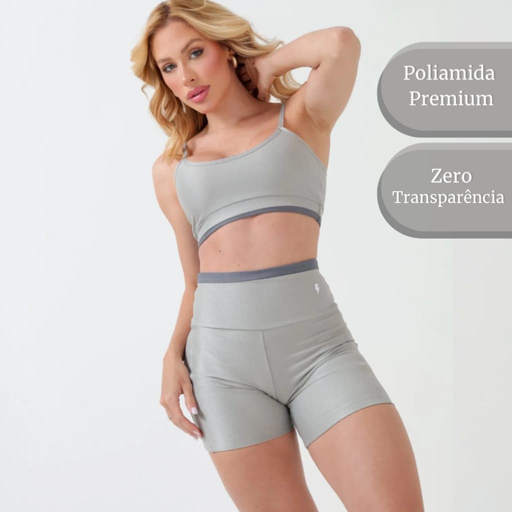 Conjunto Fitness de Short+Top Myst Bicolor Poliamida Canelado Alta Gramatura, Zero Transparência. Atenção : Não é Suplex