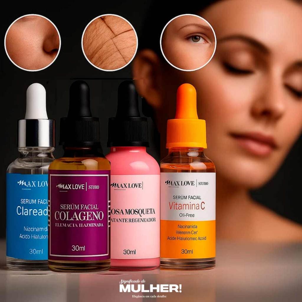 Sérum Clareador De machas Rosto Pele + Sérum Vitamina C àcido Hialuronico Max Love C/2 3/4 UN