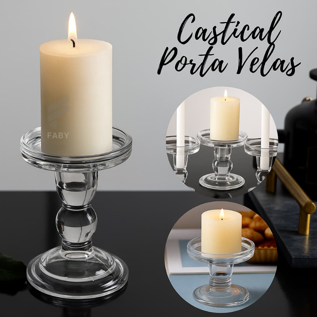 Castiçal Candelabro Kit 2 Mesa Suporte Vidro Porta Velas Enfeite
