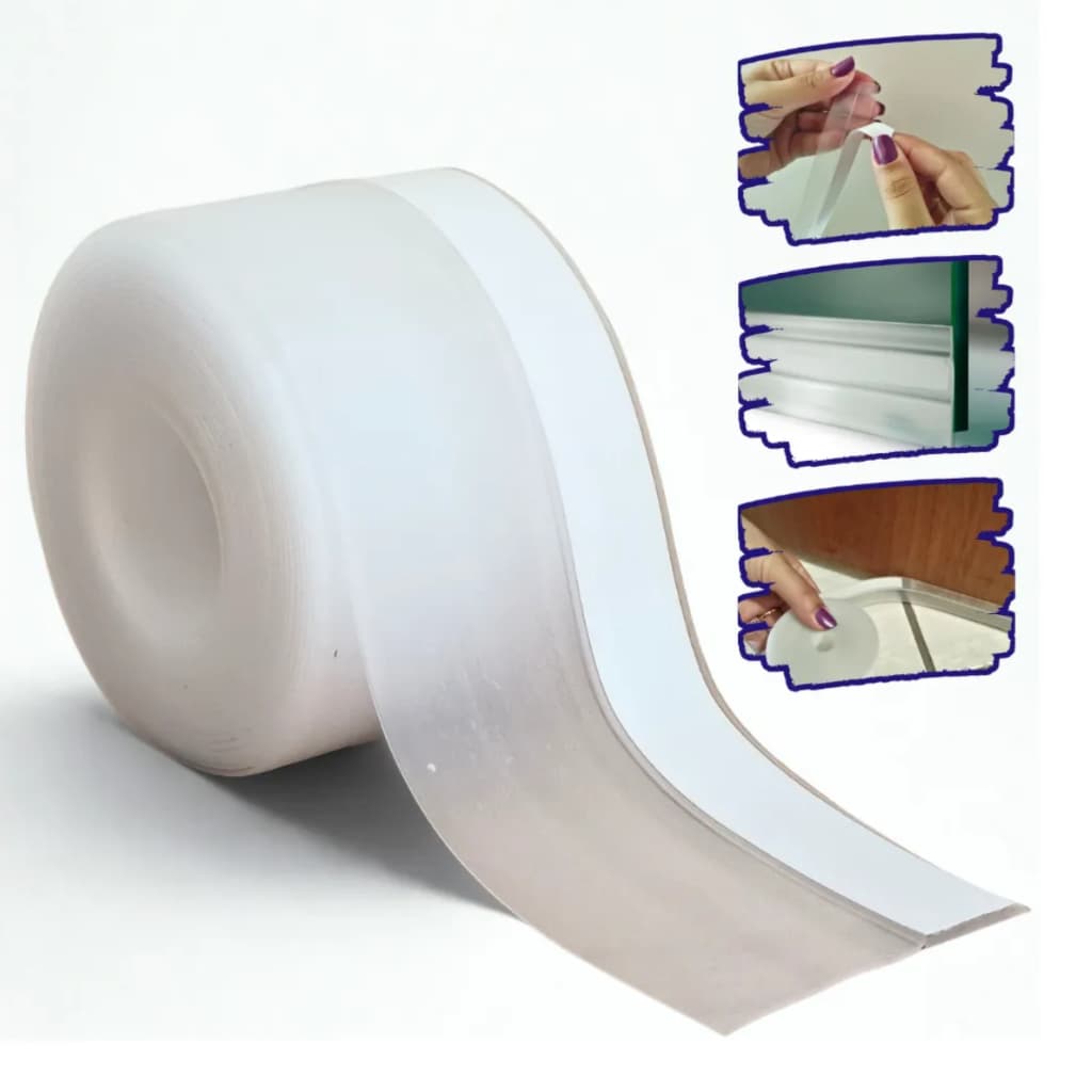 Fita Vedante Impermeável Adesiva Protetor Silicone Transparente Veda Porta Janela Fresta Blindex Protege Contra Inseto