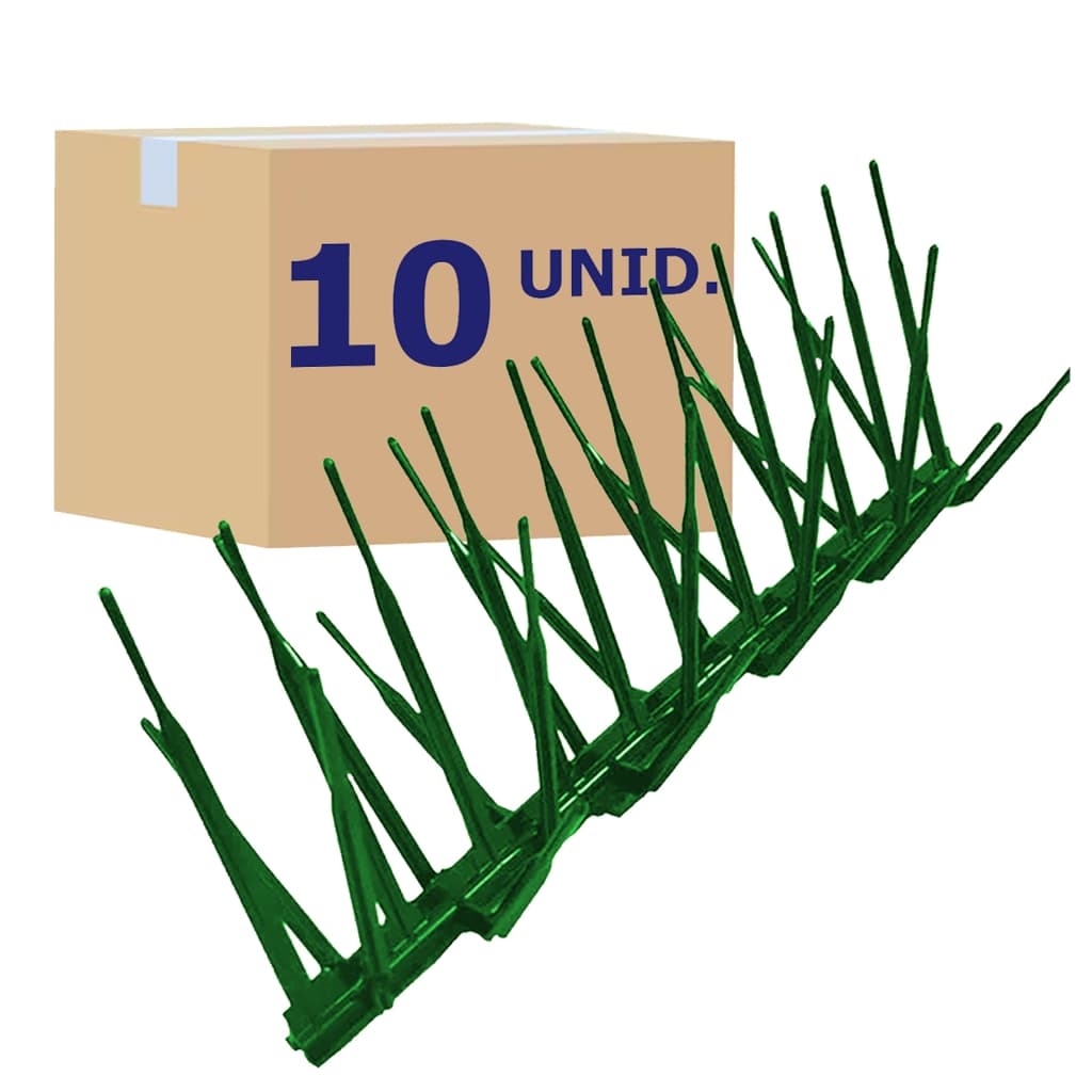 Kit 10 Espiculas cor Verde Anti-Pombos Espanta Aves 3,4 Metros