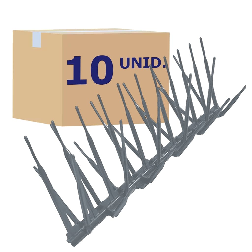 Kit 10 Espiculas na cor Cinza Anti-Pombos Espanta Aves 3,4 Metros
