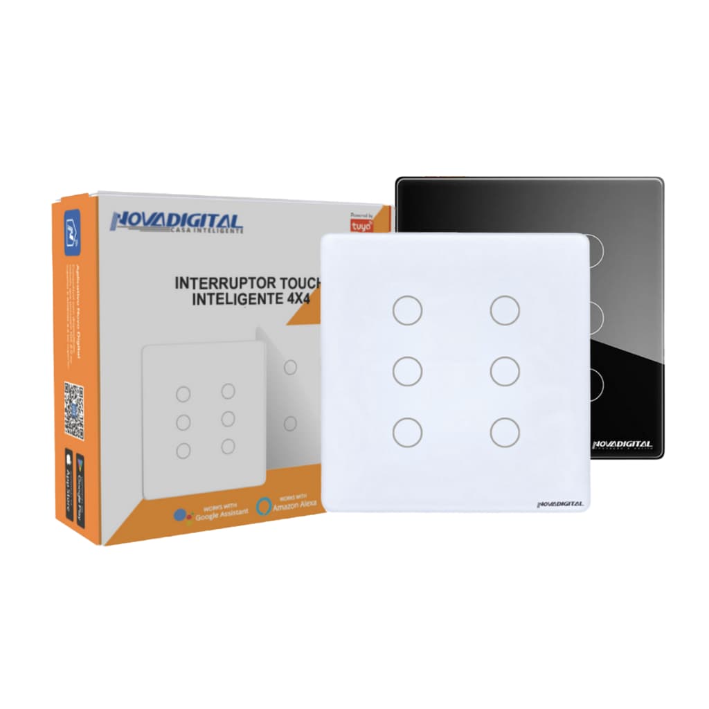 Interruptor Inteligente 6 Botões Zigbee Mesh 4x4 Touch Alexa Google App Smartlife Novadigital Smart