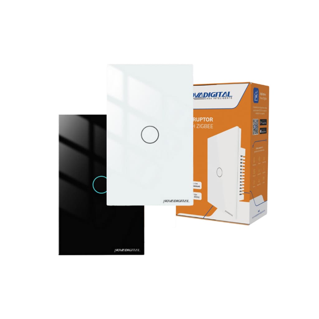 Interruptor Inteligente 1 Botão Zigbee Mesh 4x2 Touch Alexa Google App Smartlife Novadigital Smart