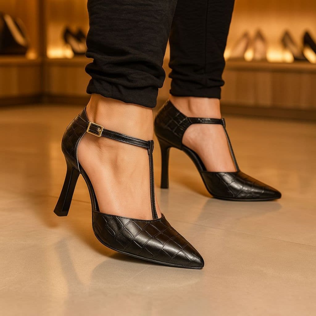 Scarpin Salto Taça 8cm Sapato Feminino Confort Salto Alto Croco 197