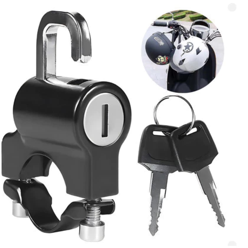Cadeado Para trancar Capacete bolsa tranca universal Moto Fixa No Guidão