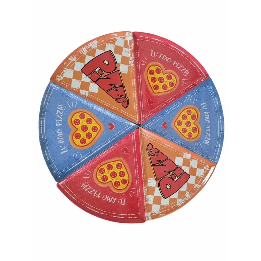 Jogo 6 Pratos Servir Fatia Pizza Triangular Melamina Qualidade