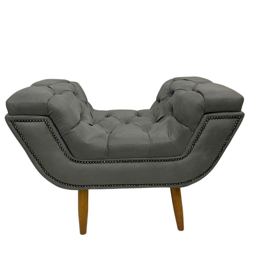 90 cm Calçadeira Solteiro Recamier Puff Sienna Luxo Suede - Belim Móveis