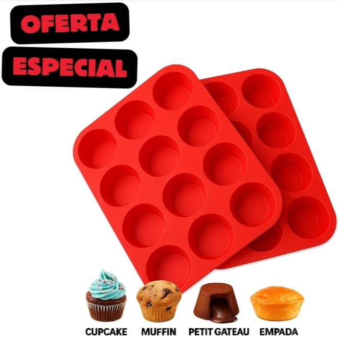 Forma de Silicone para Muffins Cupcake Empada com 12 cavidades