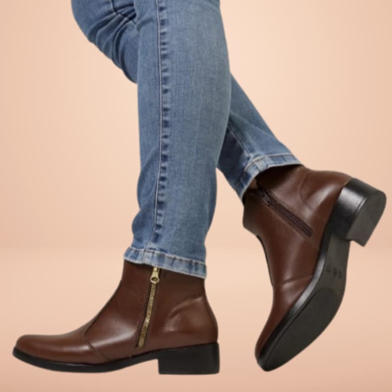 Bota Feminina Botinha Cano Baixo Detalhe Zíper Laterais Salto Baixo Coturno Conforto