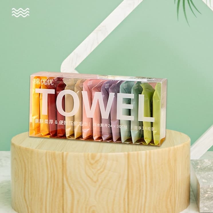 14 Pçs Toalhas Comprimida Descartável 24cm*30cm Portátil De Viagem Embalagem Individual Toalha Algodão Rosto Multiuso