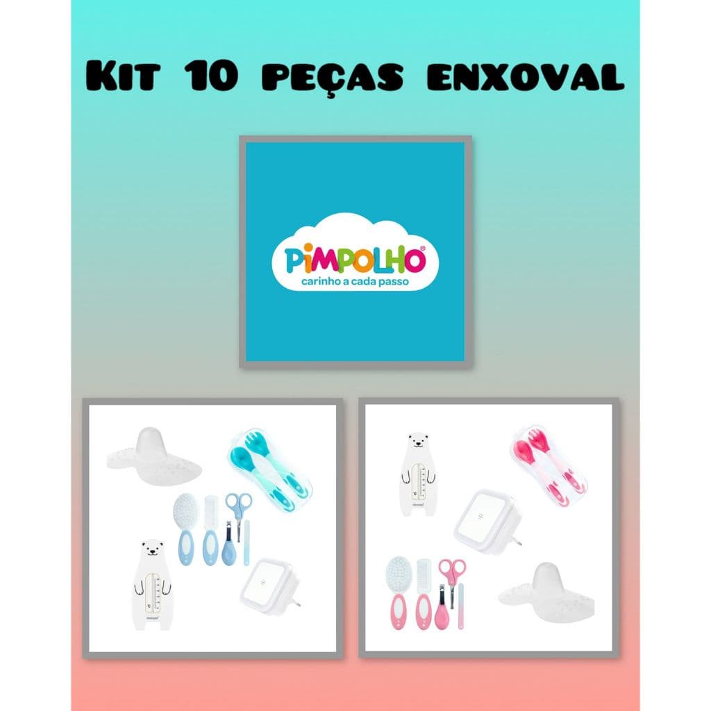 Pimpolho Kit Higiene bebê 10 peças completo Chá Revelação Essencial Azul ou Rosa Escolha!