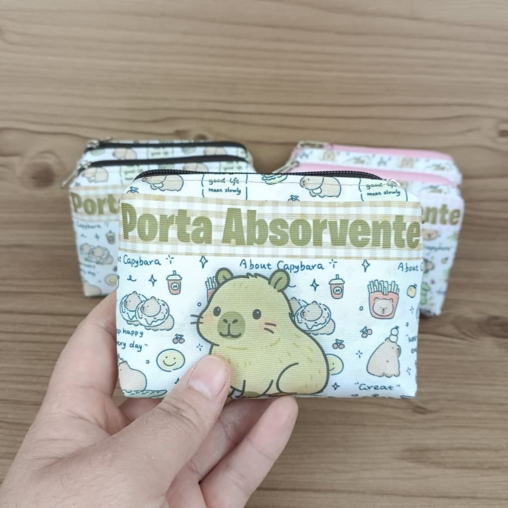 Porta Absorvente feminino de bolsa Capivara Mini Nécessaire