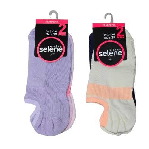 Kit 2 Pares de Meias Esportiva Feminina Sapatilha Invisível Selene Tamanho 34 - 39