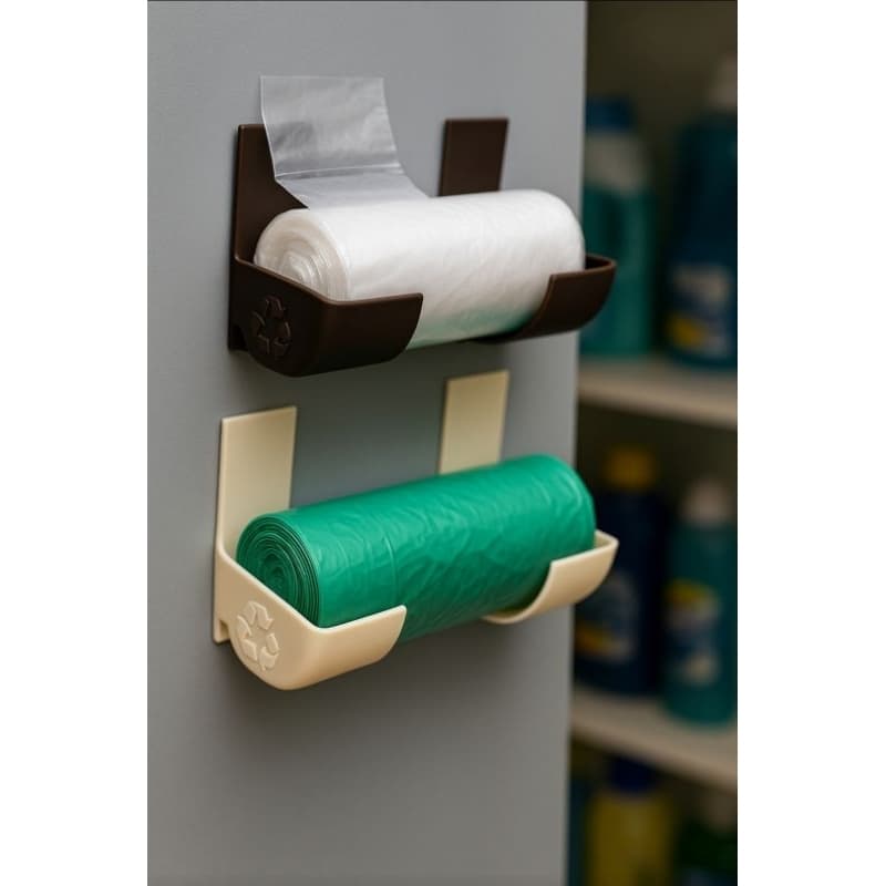 Suporte para bobina / saco de lixo regulável organizado (acomp. fita dupla face) Ideal para rolos até 7,2cm de diâmetro