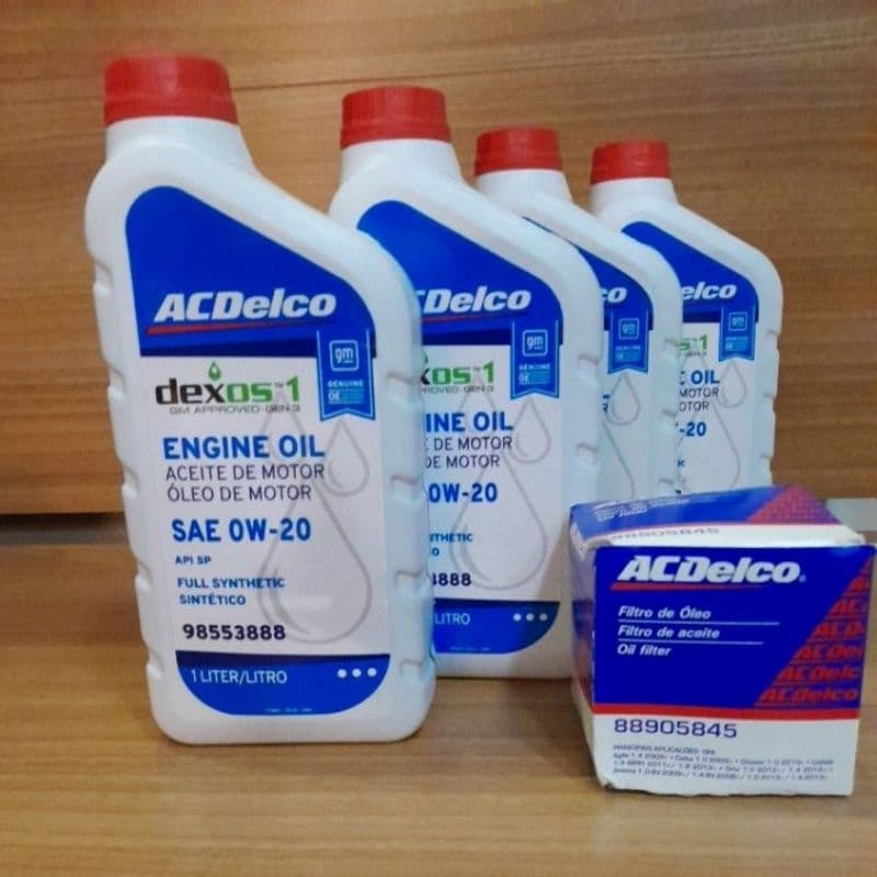Kit Troca De Óleo E Filtro  4 cilindros- Spin onix 017 /019 0w20  dexos Ac Delco -
