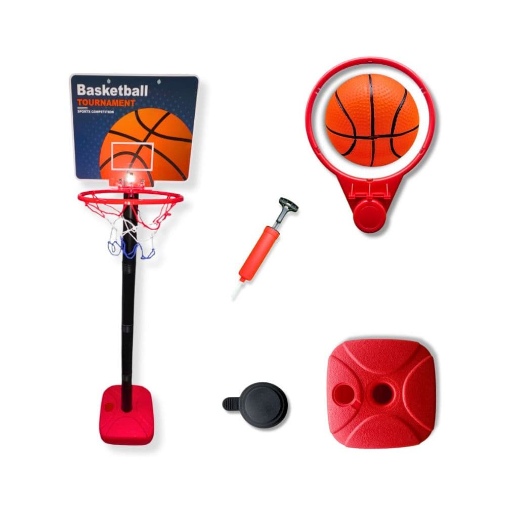 Cesta de Basquete Infantil Altura Regulável com Bola e Inflador – Brinquedo para Coordenação Motora