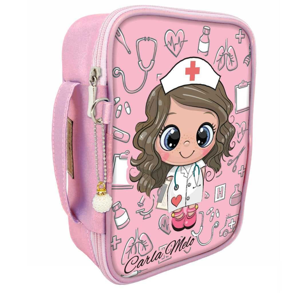 Estojo 100 pens box grande enfermeira personalizado organizador canetas veterinaria enfermagem