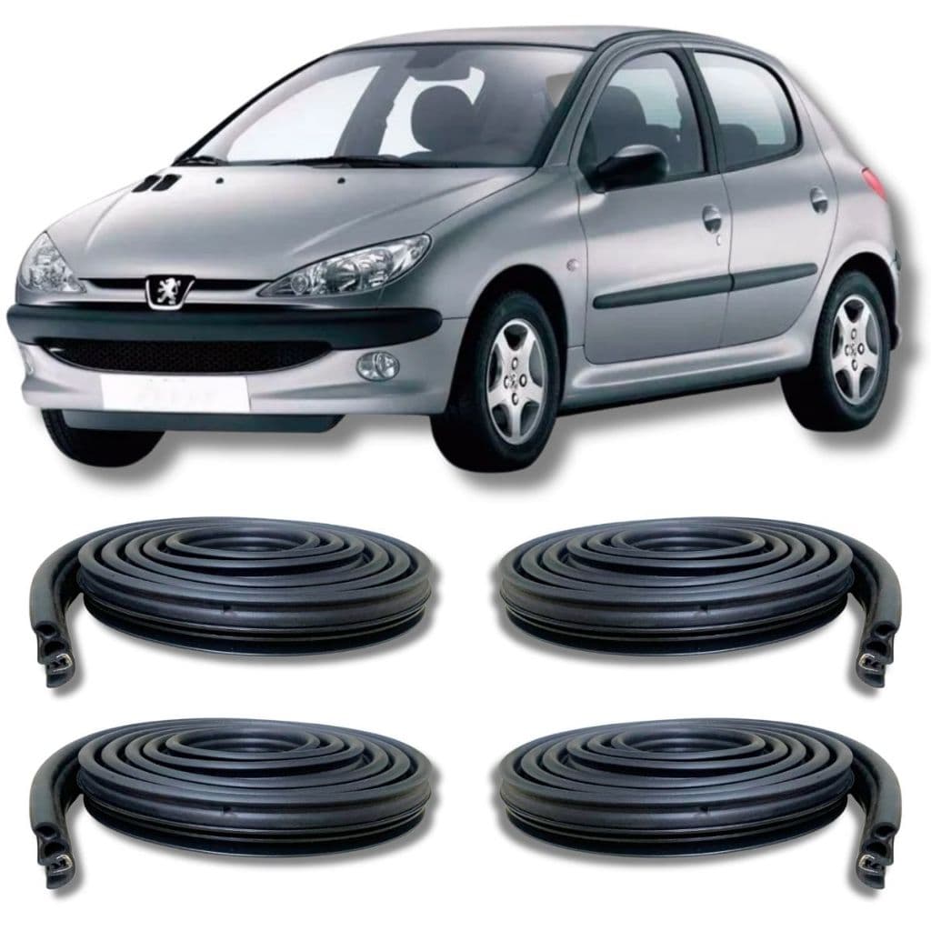 Kit Borracha Vedação 4 Portas Peugeot 206 / 207 / 306  Hatch Veda água Poeira