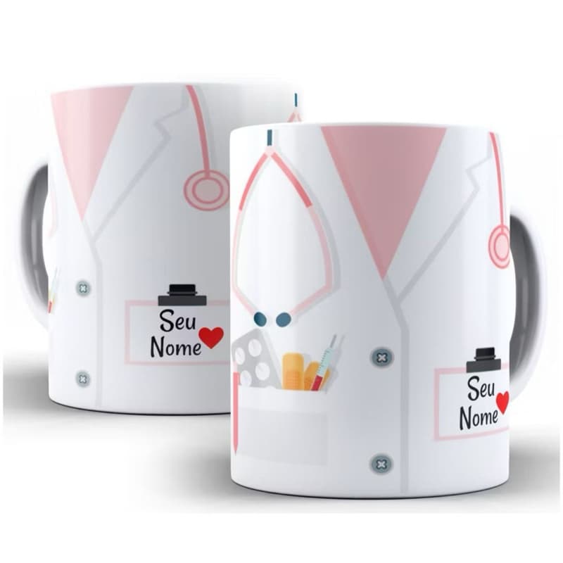 Caneca Enfermagem Com Nome Presente Para Uma Enfermeira 325 ML Porcelana