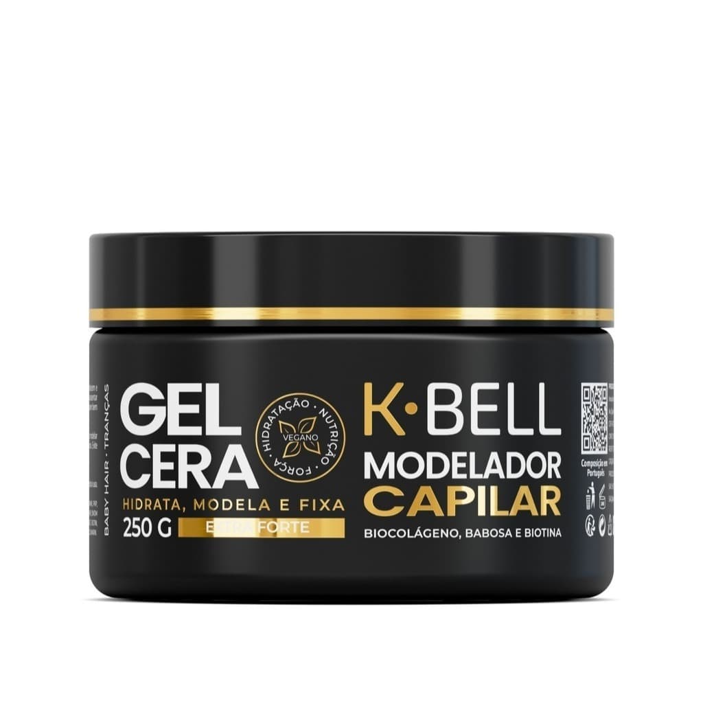 KBell Gel Cera Modelador Capilar 250g – Extra Forte com Biotina, Babosa e Biocolágeno