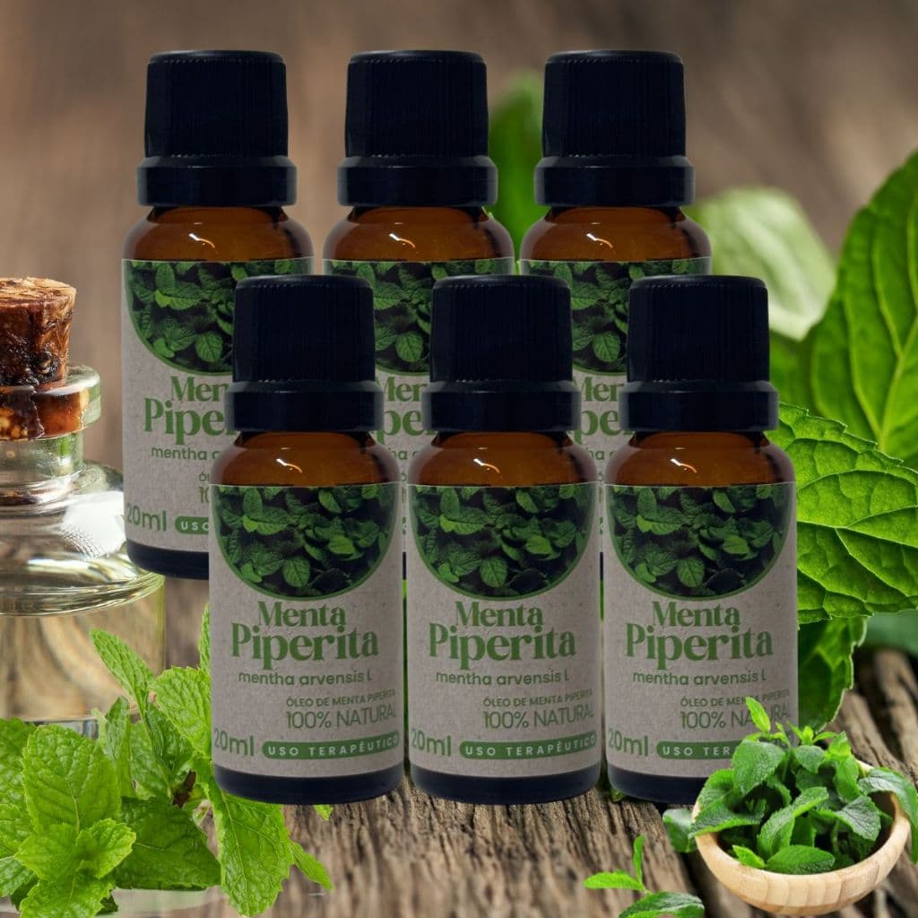 Kit 6x Menta Piperita 20ml – Óleo Natural para Corpo, Cabelos e Aromas