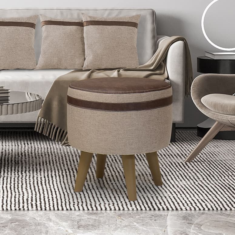 Puff Estofado Lúmina com Pés Altos Puff Decorativo Sofisticado para Sala Quarto Corino