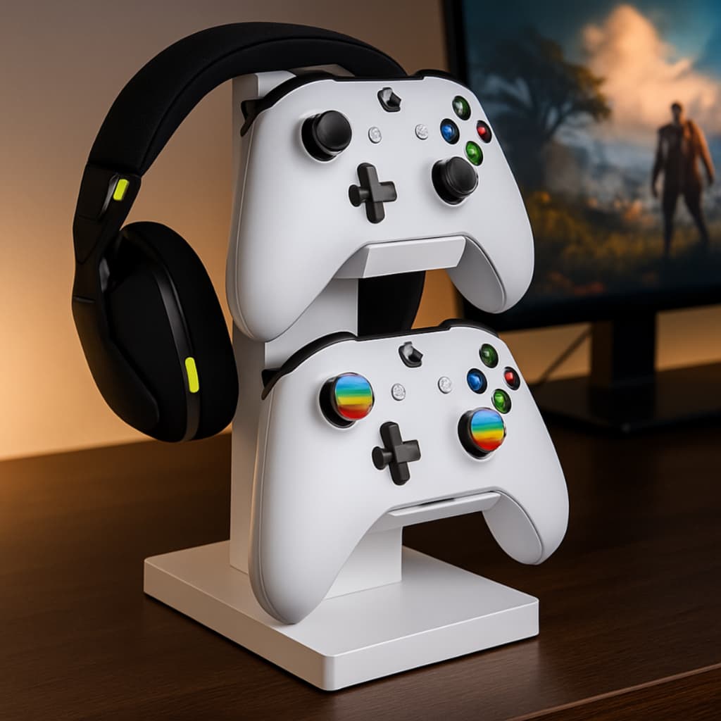 Suporte para Fone Headset Controle Video Game Madeira Mdf Minimalista