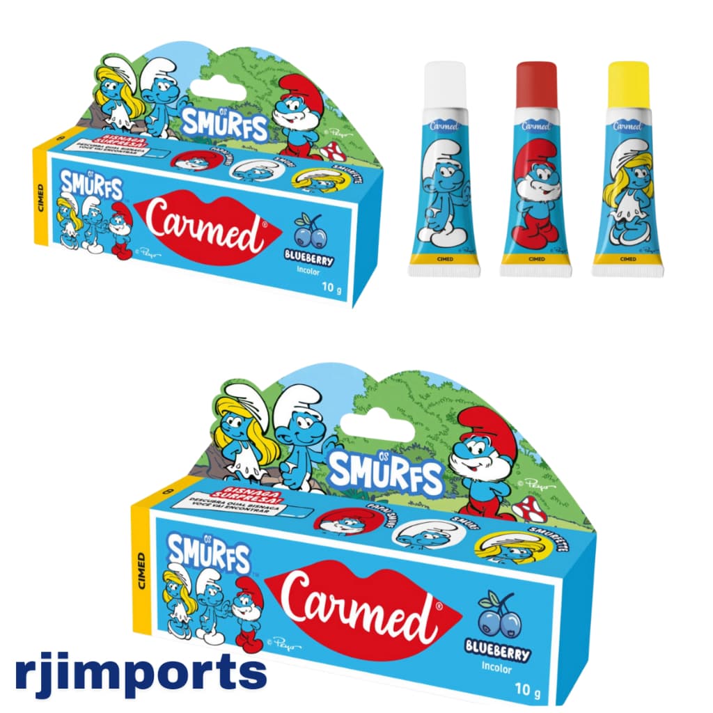 Carmed Smurfs Blueberry Hidratante Labial 10g Bisnaga Surpresa lançamento 2025 produto original