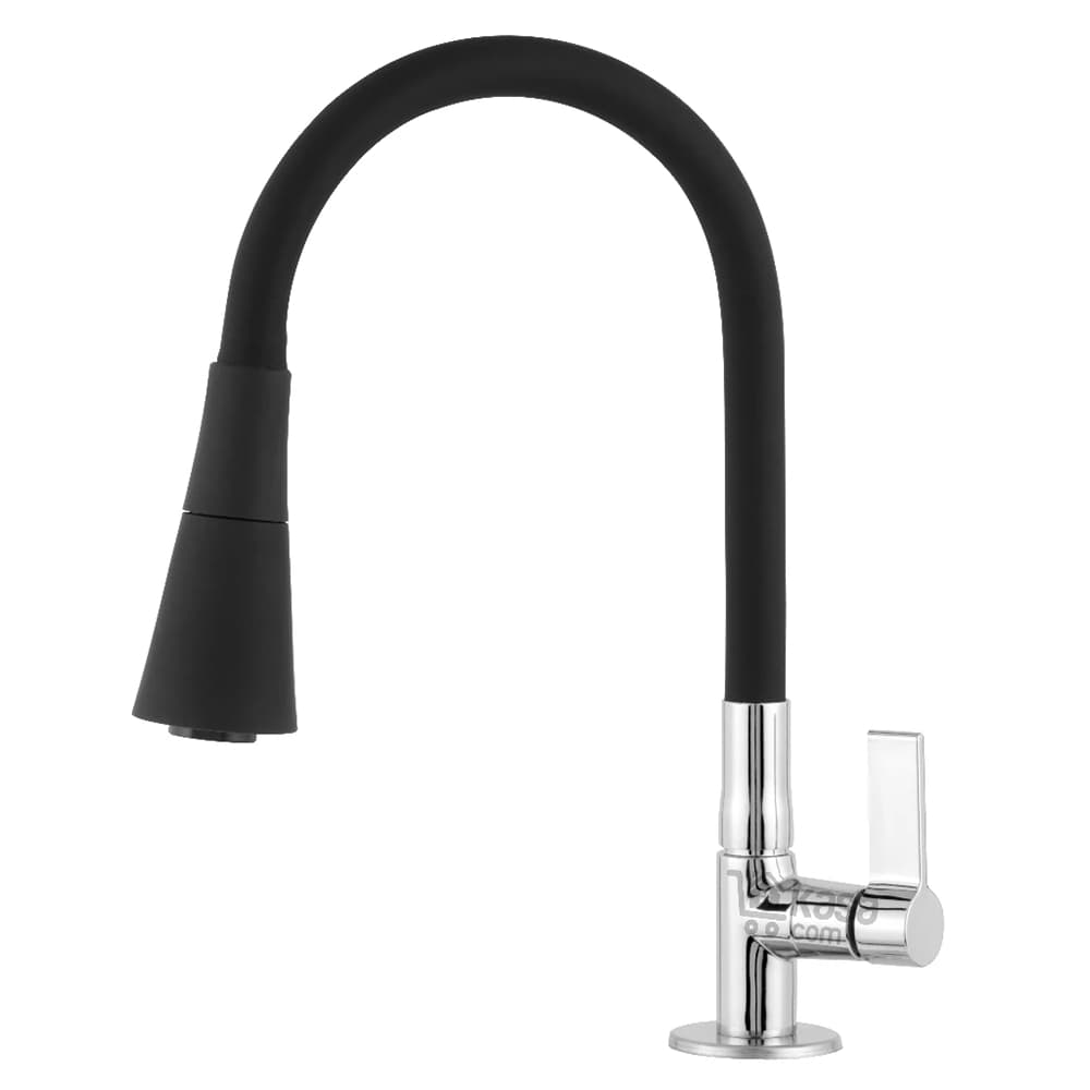 Torneira Gourmet Cozinha Bancada Flexível Preta Jato Duplo | Luxo 1/4 Volta Não Enferruja