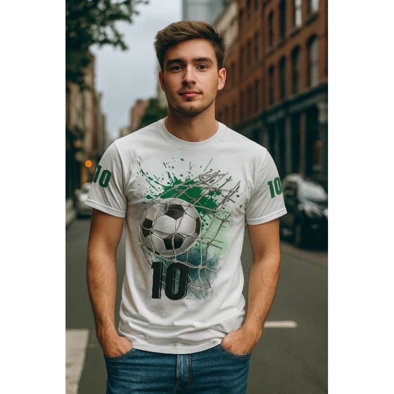 Camiseta Futebol Masculina Número 10 | Algodão Premium, Gola Redonda, Estampa DTF | Casual e Esportiva