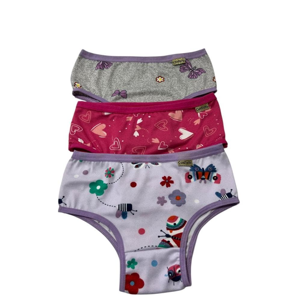 Kit com 10 Calcinhas Infantil Suede Estampada Tecido Macio.