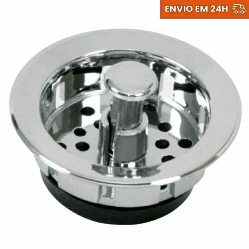 Cestinha Ralo de Pia de Cozinha 6cm Válvula Americana Cesto Cromado ABS