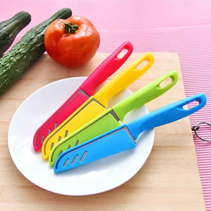 Kit3 Faca Aço Inox  ou KIT 6 Unidades Afiada com Bainha Capa Protetora Cozinha  para Legumes